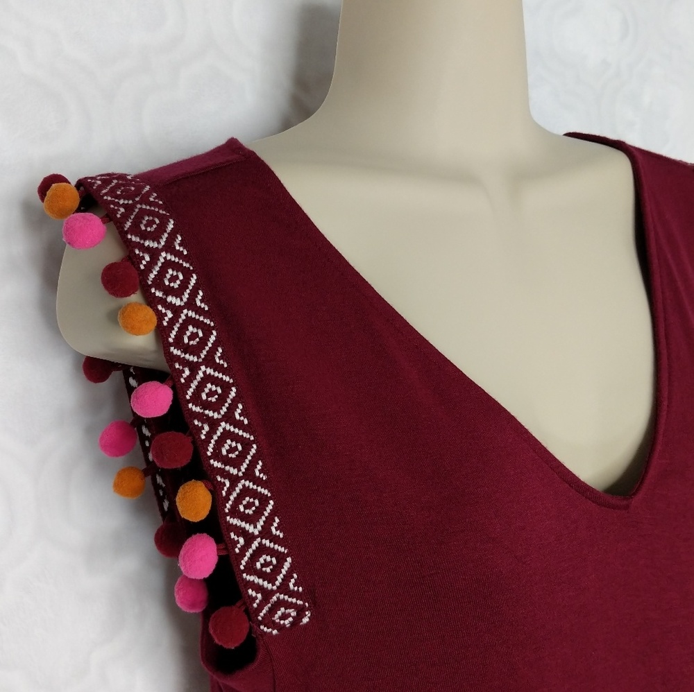 A New Day Pom Pom Shoulder Swing Tank - S & 1x - Picture 4 of 8